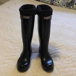 Hunter Black Gloss Tall Boots with bonus socks